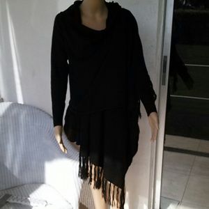 Black wrap poncho
